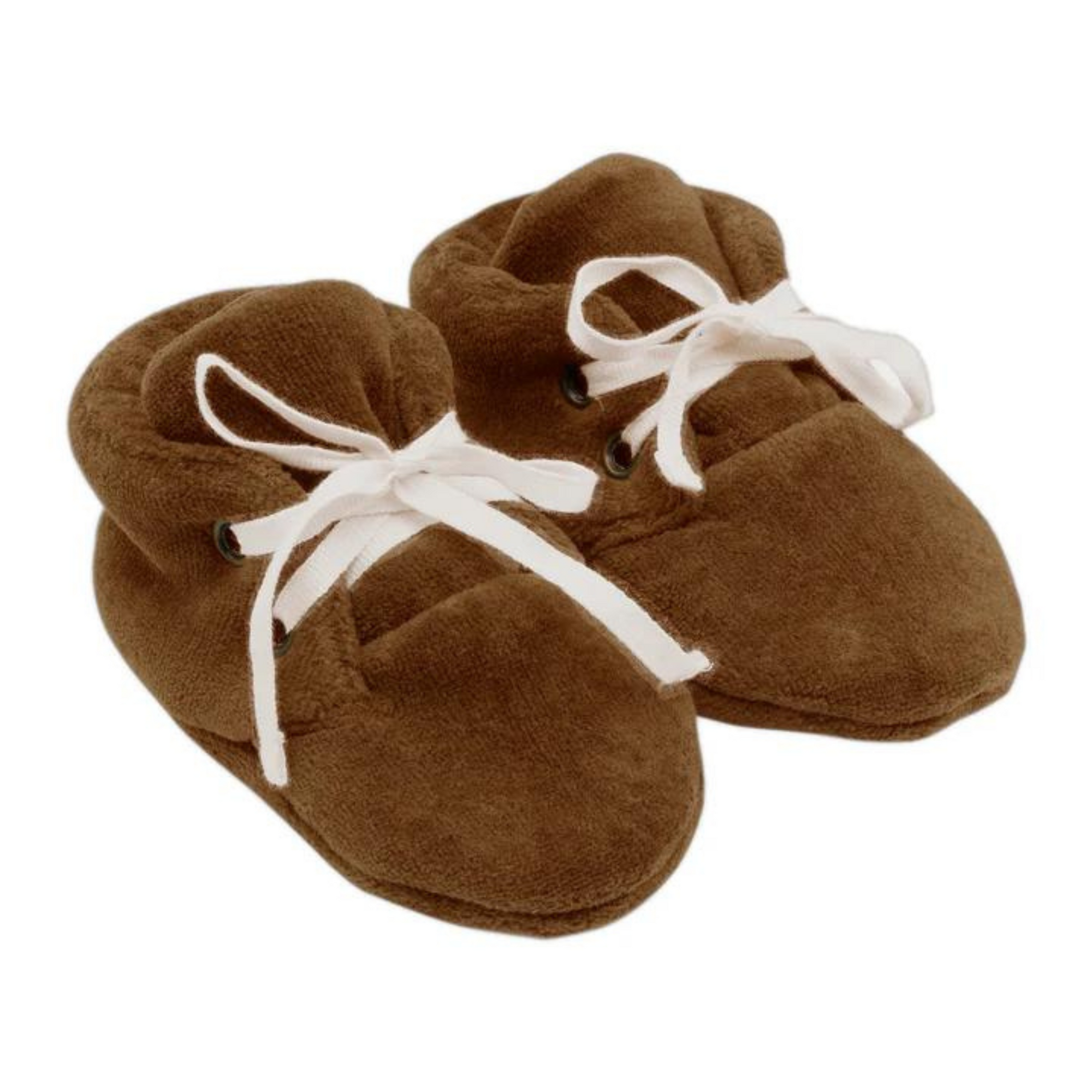 Organic Cotton Velour Baby Booties - Toffee