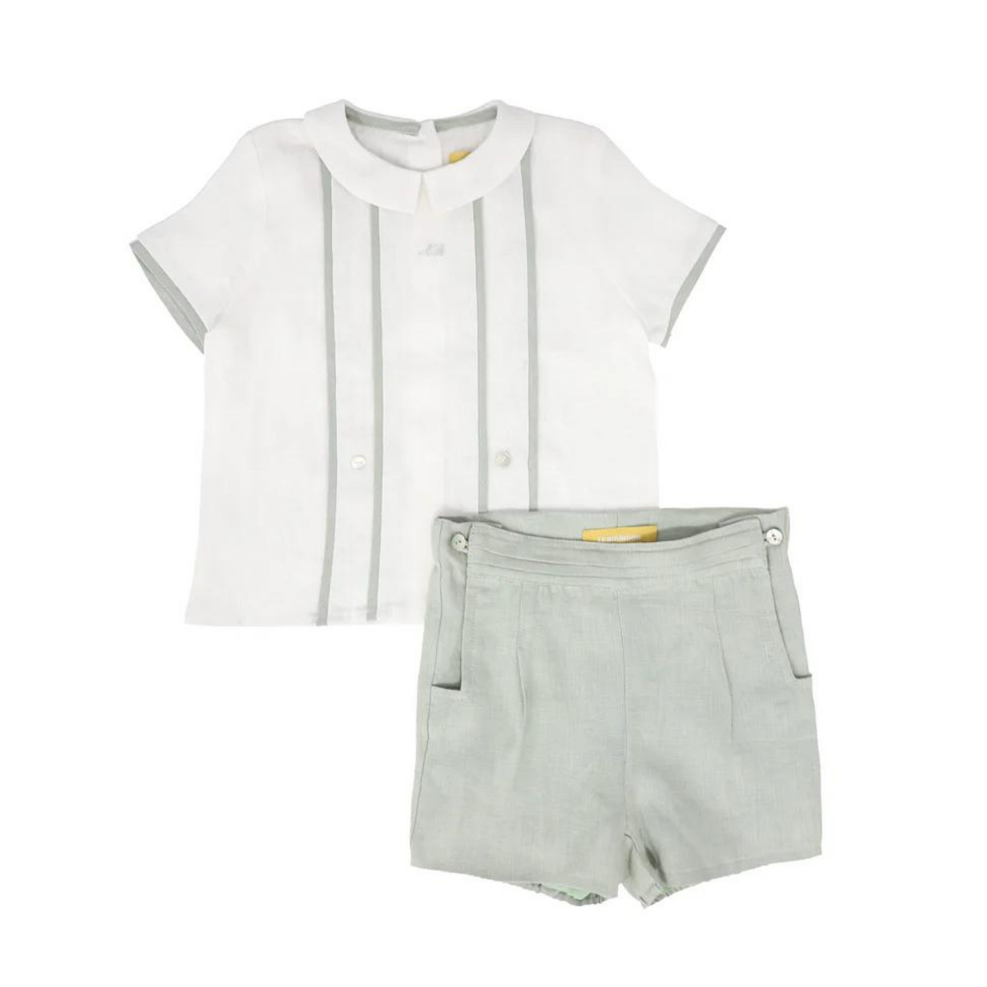 LE BOURDON MINT PLEATED DETAIL 2 PC BABY SET