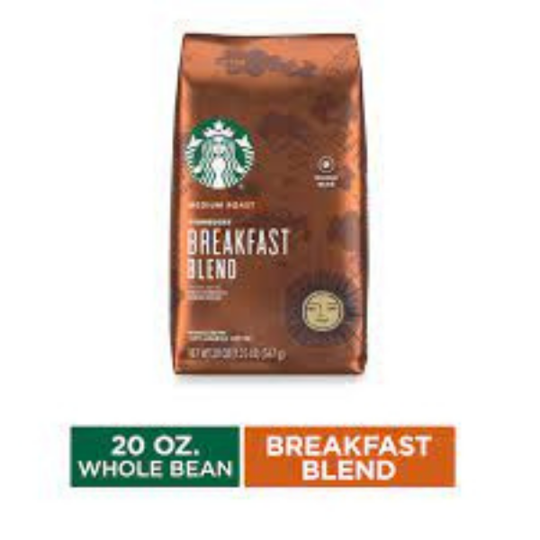 Starbucks Medium Roast Breakfast Blend Whole Bean Coffee 20oz