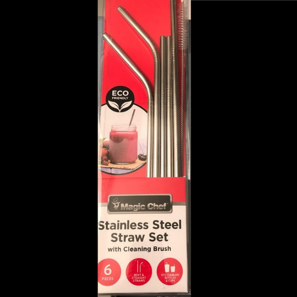 Magic Chef Matte Black Stainless Steel Straws - 6pc