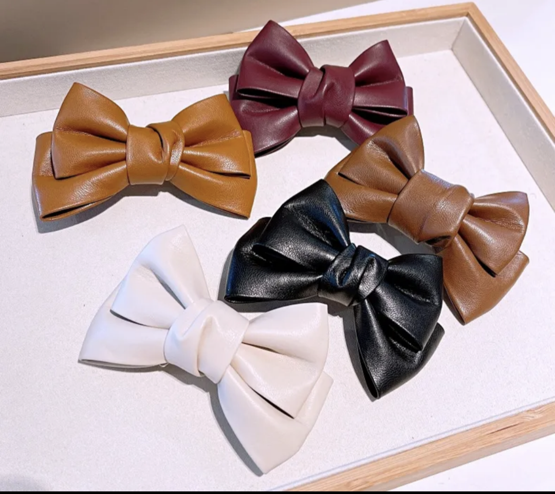 4" PU Leather Bow Hair Clip