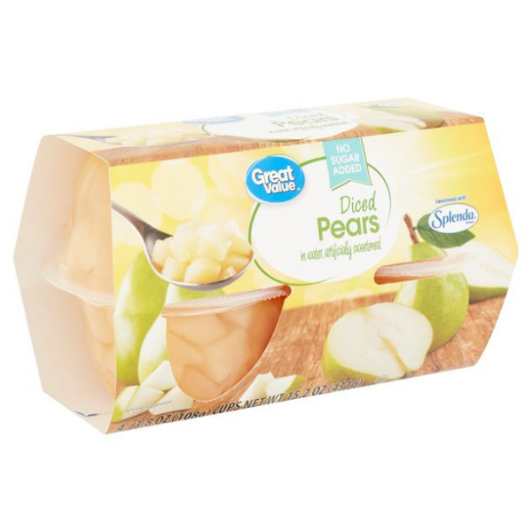 Great Value Diced Pears 4ct