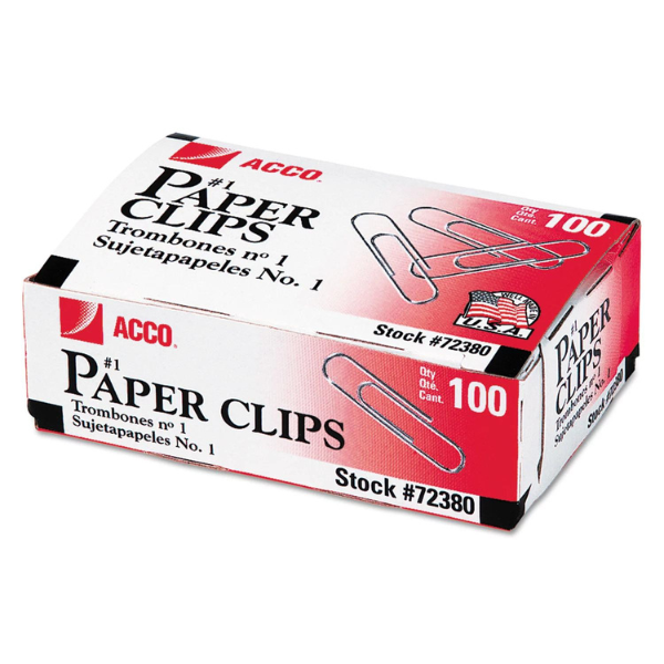 Acco Paper Clips #1 Size 100 ct/10pk