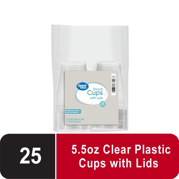 Great Value Snack Cups with Lids - 25ct