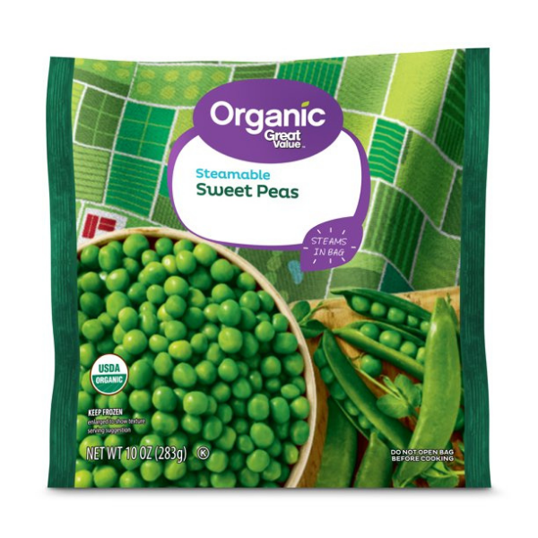 Great Value Organic Steamable Peas - 10oz